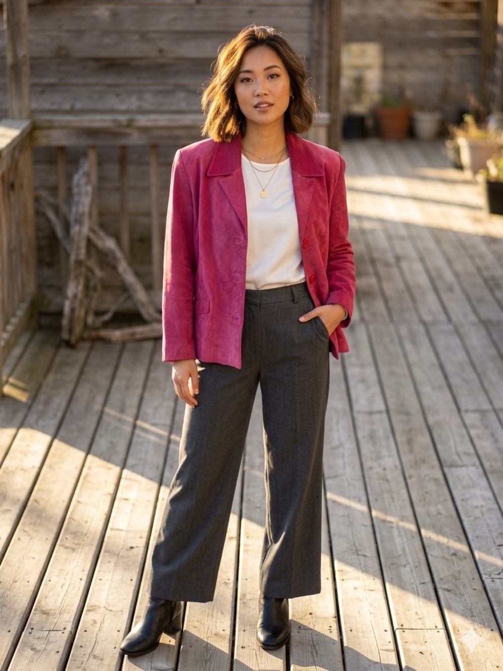 Danier Hot Raspberry Suede Jacket